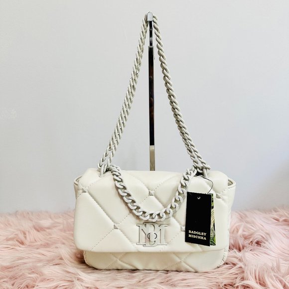 Badgley Mischka Handbags - BADGLEY MISCHKA FAUX LEATHER QUILTED STUDDED CROSSBODY SHOULDER BAG